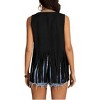 Coolmee Women's Western Fringe Vest Faux Suede Country Cowboy Outfits 70s Hippie Tessel Jacket Cardigan 2XL Black - 2 of 4