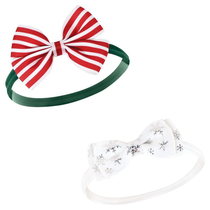 Hudson Baby Infant Girl Cotton and Synthetic Headbands, 12 Days Of Christmas Plaid, 0-24 Months, 5 of 9
