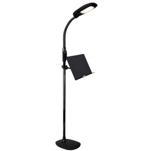 LED Floor Lamp with USB and Tablet Stand Black - OttLite: Modern Adjustable Height, Touch Sensor, No Assembly Required - 1 of 4