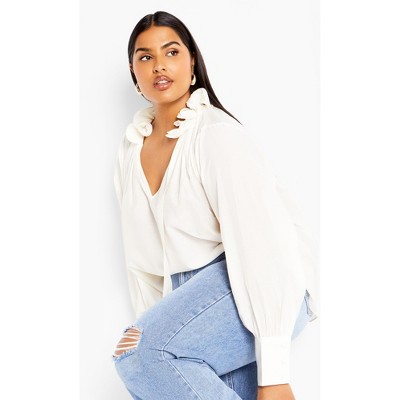 Women's Plus Size Antoinette Top - cream | CITY CHIC