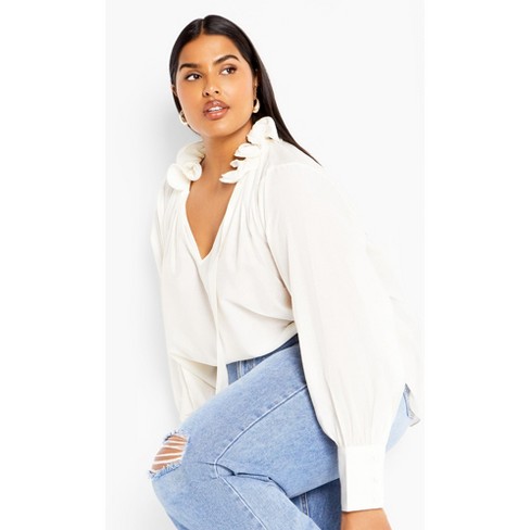 Women's Plus Size Antoinette Top - cream | CITY CHIC - image 1 of 4