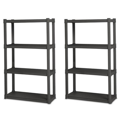 Gracious Living 4 Shelf Ventilated Garage Shelving + 4 Storage Bins & Lid,  Black, 1 Piece - Foods Co.