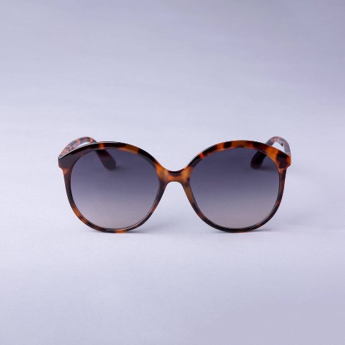 Women s Oversized Round Tortoise Shell Sunglasses A New Day Brown Target