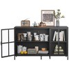 Heavy Duty Metal Sideboard Buffet Cabinet with Glass Doors, Adjustable Feet & Large Storage, Modern & Bedroom - 3 of 4