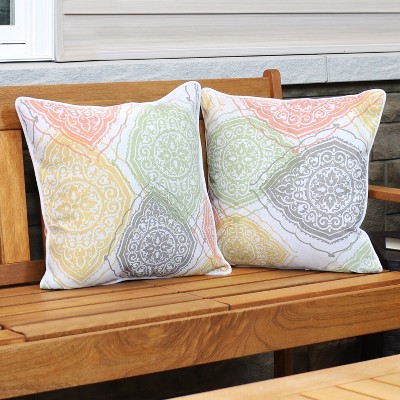 Muted Damask Mandalas Square Polyester Throw Pillows Set