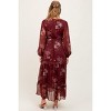 Pinkblush Burgundy Floral Chiffon V-Neck Long Sleeve Maternity Maxi Dress - 3 of 3