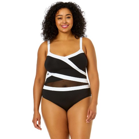 Plus Size Mesh Strapless One Piece Swimsuit - Anne Cole Plus