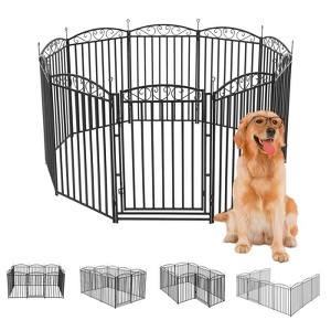 Dog Playpen, 47 in 24-Panel Metal Pet Exercise Fence with Door, Indoor ...