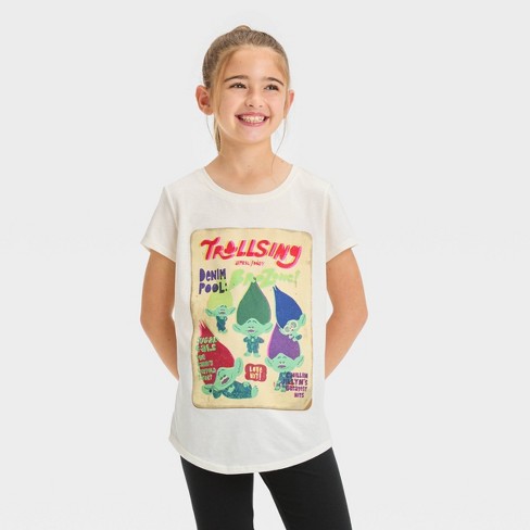 Girls' Trolls Brozone Short Sleeve Graphic T-shirt - Ivory : Target