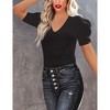 Clearlove Puff Short Sleeve Sweater for Women Tops 2025 Knit V Neck Shirt Blouses - 3 of 4