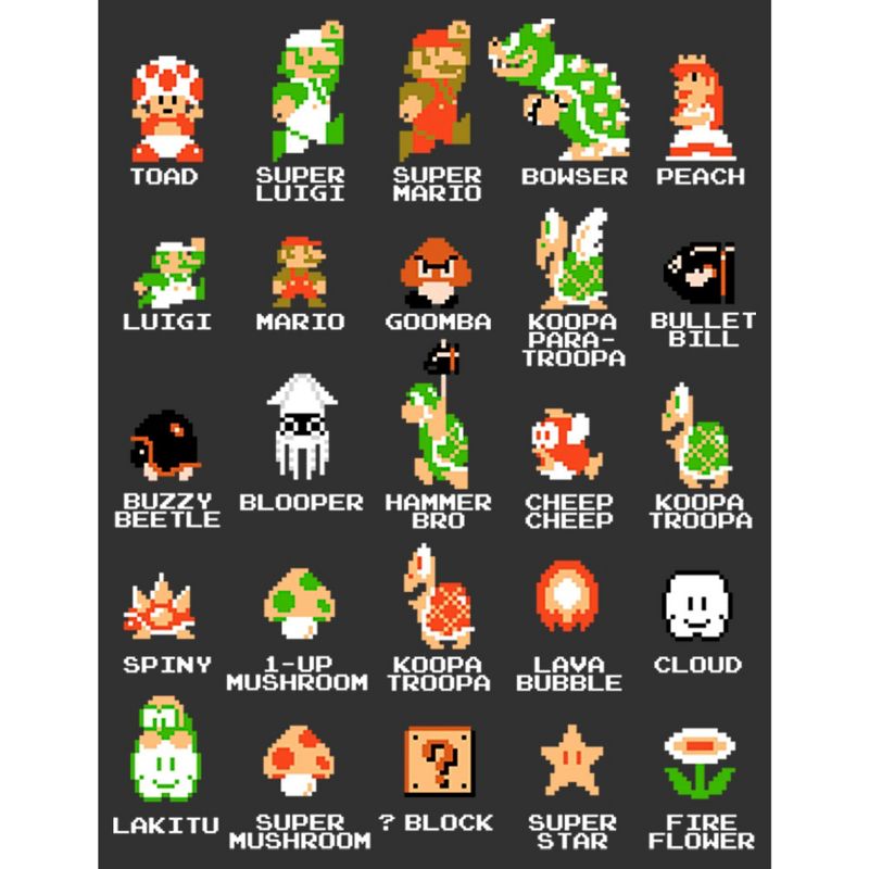 Men's Nintendo Super Mario Bros Character Guide T-Shirt, 2 of 6