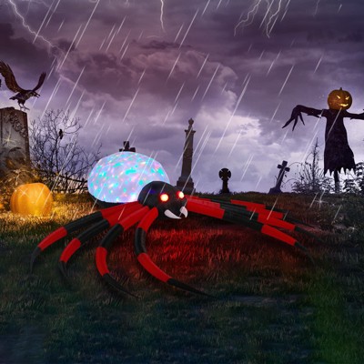 Angel Sar 11.8 FT Halloween Inflatable Crawling Spider with Rotating LED Lights Giant Blow Up Outdoor Decoration for Yard and Garden