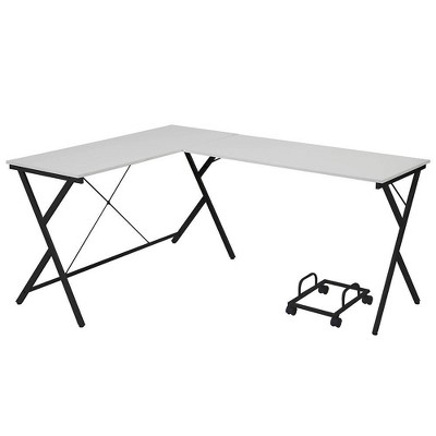 Executive Black Wood Corner Desk with Drawer and USB Port