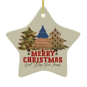 God Bless Our Troops American Military Christmas Ornament| OrnamentallyYou - 1 of 4