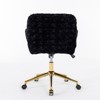 Lyngins Artificial Rabbit Hair Adjustable Swivel Home Office Chair with Golden Metal Base for Work Study Vanity - 4 of 4