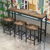 Oversart Long Dining Table Set with 3 Stools, Easy Assembly, Natural (Same SKU:W75753848) - 3 of 4