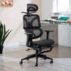 VECELO Swivel Ergonomic High Back Mesh Office Chair with Retractable Footrest, Black - 2 of 4