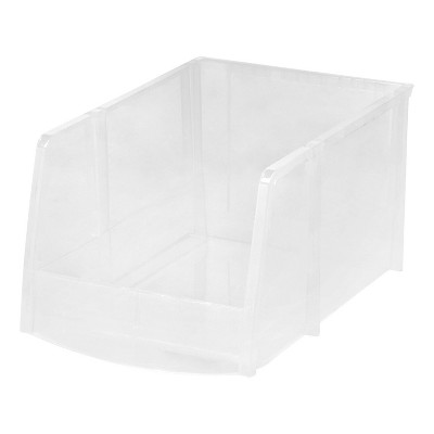 IRIS USA 4 Pack Jumbo Plastic Open Front Stackable Storage Bin, Clear