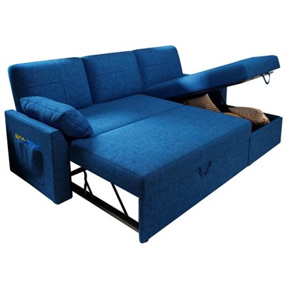 AMERLIFE 2 in 1 Pull Out Sofa Bed with Storage Chaise