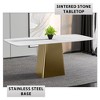 LeisureMod Quinix Modern Rectangular Dining Table for 4 to 8 People with Glass/Sintered Stone Top and Gold Stainless Steel Base - 4 of 4