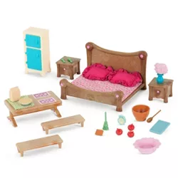 Li'l Woodzeez Miniature Furniture Playset 26pc - Master Bedroom & Dining Set