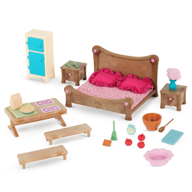 Li&#39;l Woodzeez Miniature Furniture Playset 26pc - Master Bedroom &#38; Dining Set, 1 of 8