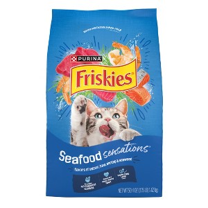 Purina Friskies Seafood Sensations with Flavors of Salmon, Tuna, Shrimp & Seaweed Adult Complete & Balanced Dry Cat Food - 1 of 4