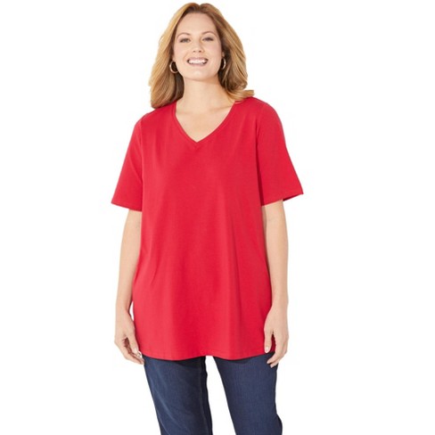 Catherines Women's Plus Size Petite Suprema Short Sleeve V-neck Tee ...