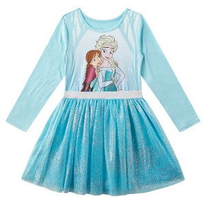 Disney Princess Frozen Girls Long Sleeve Dress for Toddlers and Big Kids - 1 of 4