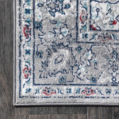 Reversible Gray Medallion 3x5 Synthetic Easy-Care Area Rug