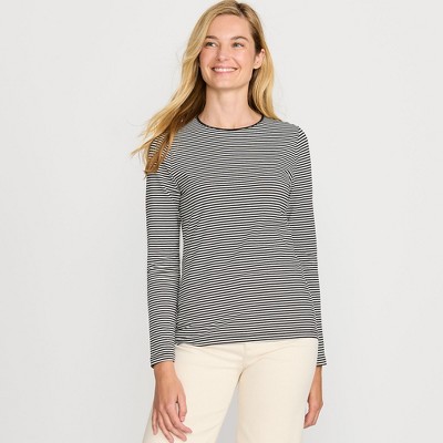 Lands' End Women's Plus Size Lightweight Jersey Skimming Long Sleeve Crew Neck T-shirt