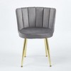 Kumasinova Set of 2 Short Fur Upholstered Dining Chairs, Ergonomic Kitchen Chairs with Wood Grain Metal Legs, Velvet Dining Room Chairs - 3 of 4