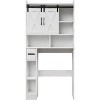 Over The Toilet Storage Cabinet, Space-Saving Toilet Rack with Barn Doors & Paper Holder Stand for Bathroom & Laundry Room,Organizer - 2 of 4