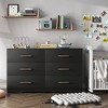 Resenkos 6-Drawer Wide Chest of Drawers, Storage Drawer Organizer, Traditional Bedroom Dresser, Sideboard Buffet for Living Room, Black - 2 of 4