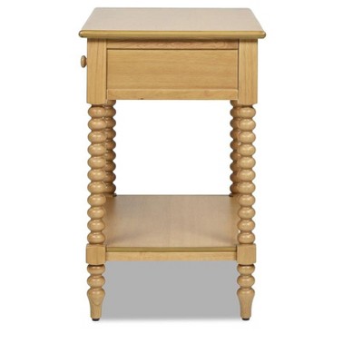 Easton 28" Natural Brown Wood 1-Drawer Side Table with Shelf