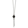 Chisel Stainless Steel Polished Black IP-plated Bead Tassel Adjustable to 26" Snake Chain Necklace - 2 of 3