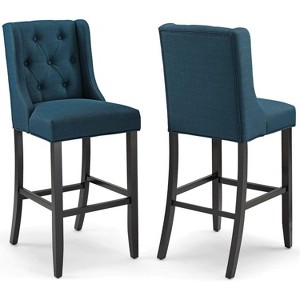 Modway Baronet Bar Stool Upholstered Fabric Set of 2, Azure - 1 of 1