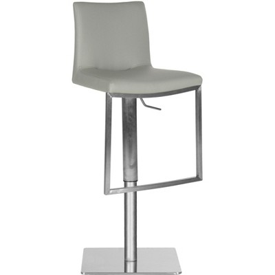 Gray Adjustable Swivel Bar Stool with Metal Base