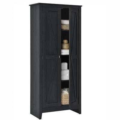 Black Oak Farmhouse Adjustable Shelving Storage Cabinet