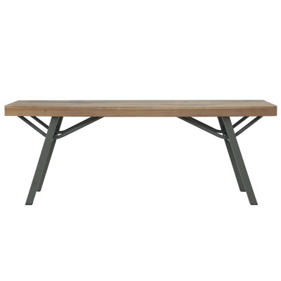 47.2'' Medium Brown Acacia Wood and Steel Patio Bench