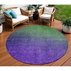 Green Purple And Charcoal Ombre Washable Indoor Outdoor Area Rug - 2 of 4