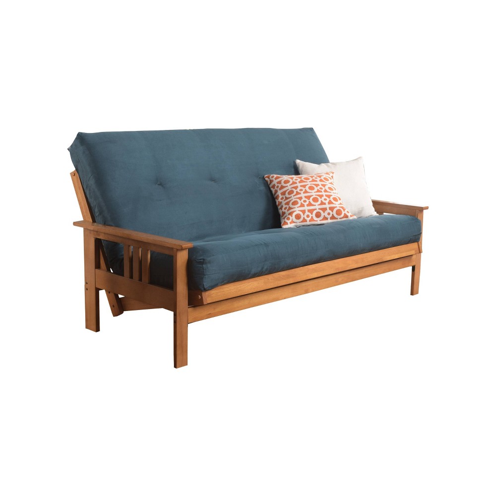 Photos - Sofa Full Chicago Frame and Coil Mattress Butternut/Navy Suede - Dual Comfort