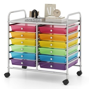 Tangkula 20-Drawers Rolling Storage Cart with Organizer Top - 1 of 4