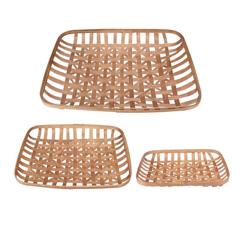 Northlight Set of 3 Brown Rectangular Lattice Tobacco Table Top Baskets, 5 of 6
