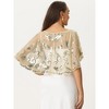 Allegra K Women's Sequin Beaded Bridal Cover-Up Evening Cape Flapper Bolero - 4 of 4