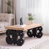 47" Rectangular Coffee Table with Natural Wood Top and Ornate Scroll Base, Modern Farmhouse Living Room Accent Table - 2 of 4