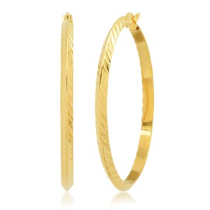 Steeltime Ladies stainless steel diamond cut hoop earrings. Color Options: Gold, Rose Gold - 1 of 4
