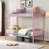 Okak Metal Bunk Bed with No Box Spring Design, Kids Bunk Beds with High Security Guardrai and Ladder, Twin Bed for Teenager - 2 of 4