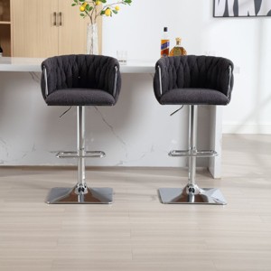 Adjustable Counter Height Barstools Set of 2,Vintage Barstools with Back and Layered Footrest,360° Swivel Boucle Barstools Set-Cuddlewood - 1 of 4