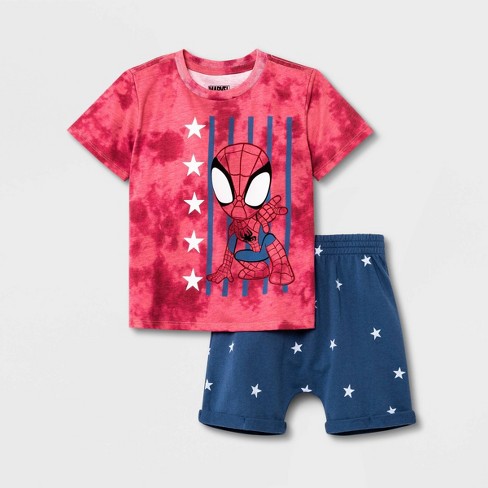 Boys Pyjamas Official Spiderman Long White & Red Bottoms 